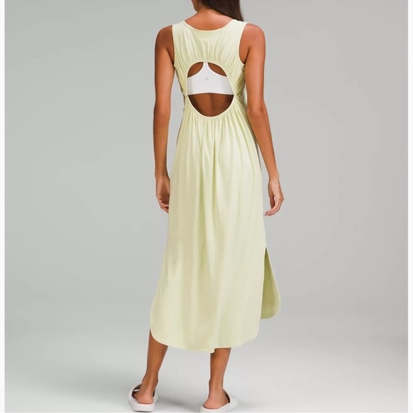Lululemon Midi Dress Pima Open Back Green Size 8 - Picture 2 of 6